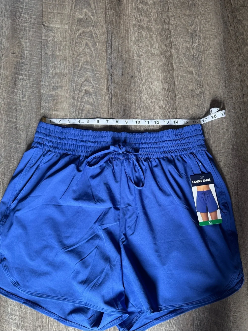 Lands' End Women's XL Drawstring Quick Dry Swim Shorts - Blue UPF 50 - NWT